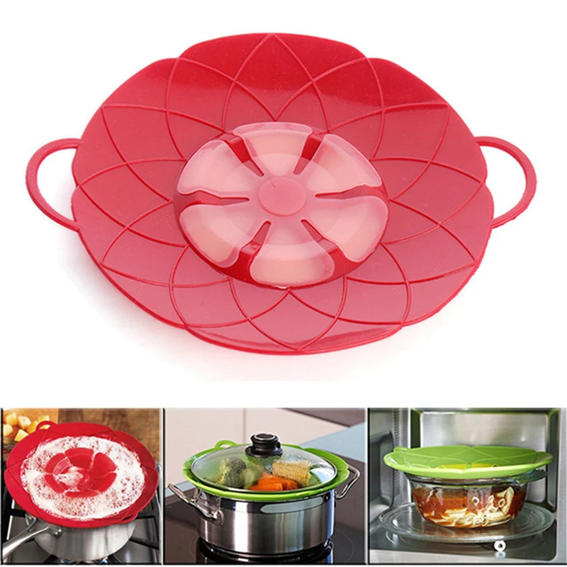 28cm Diameter Kitchen Gadgets Silicone Lid Spill Stopper Pot Cover Cooking Pot Lids Utensil Kitchen Accessories Cookware Tools