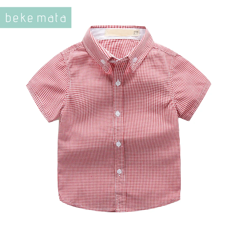 

BEKE MATA Plaid Boy Shirt Summer 2018 Summer Casual Short Sleeve Turn-down Collar Kids Shirts For Boys Children Blouse 3-11Y