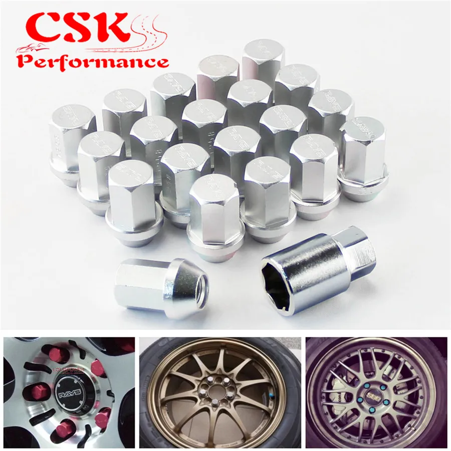 M12X1.25MM 20 Pieces Aluminum Closed Ended Lug Nuts with Locking Key