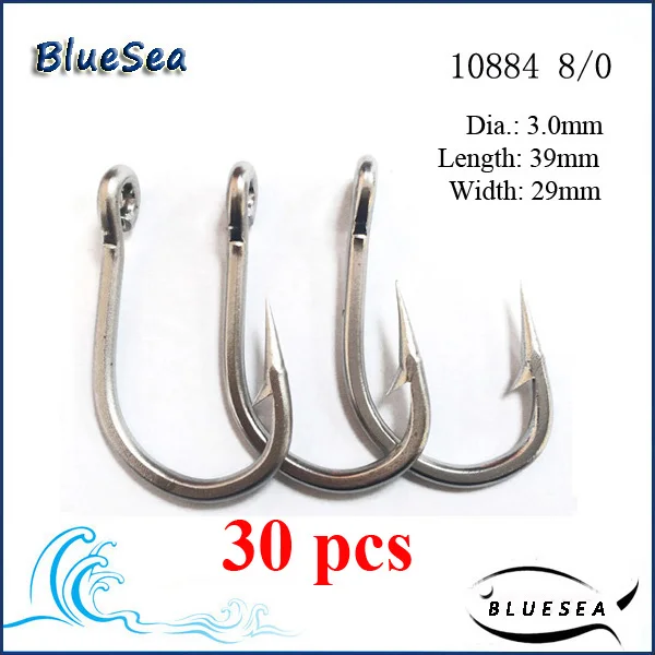 10884 8/0 *30 Pcs/Pack Stainless Steel Triple Fishing Hooks Weighted