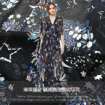 

Brilliant Star Summer New Star Moon Printed Chiffon Fabric Handmade Fabric for Japanese and Korean Dresses and Hans