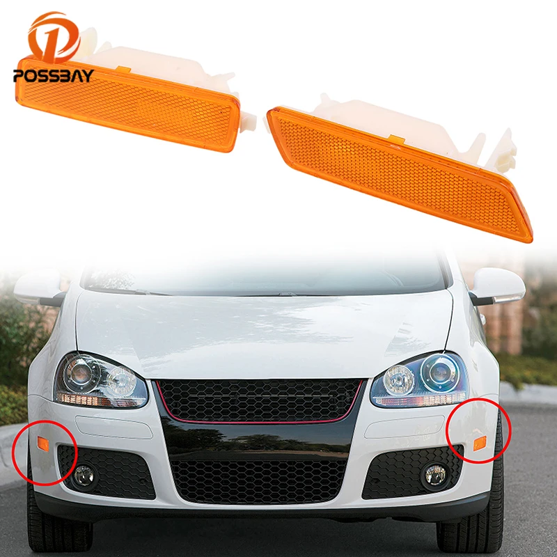 

POSSBAY Yellow Front Bumper Reflector Side Marker Light for VW Jetta 2005-2010 Indicators Turn Signal Lamp Without Bulbs
