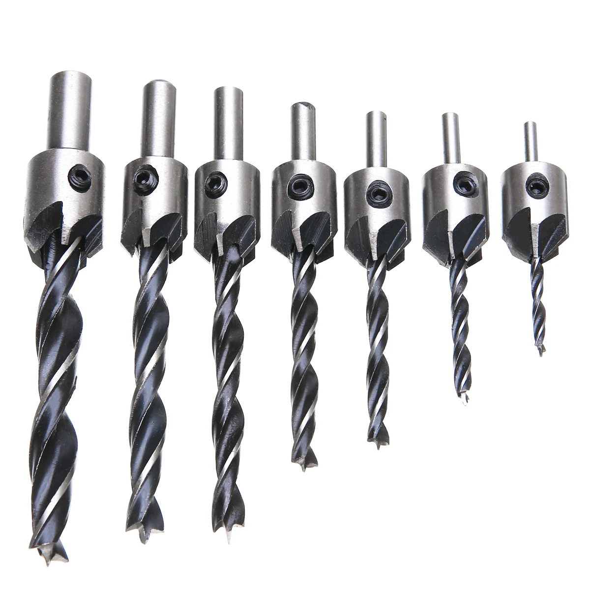 7pcs 5 Flutes HSS Countersink Drills Bit Woodworking Chamfer Reamer Set 3/4/5/6/7/8/10mm For Power