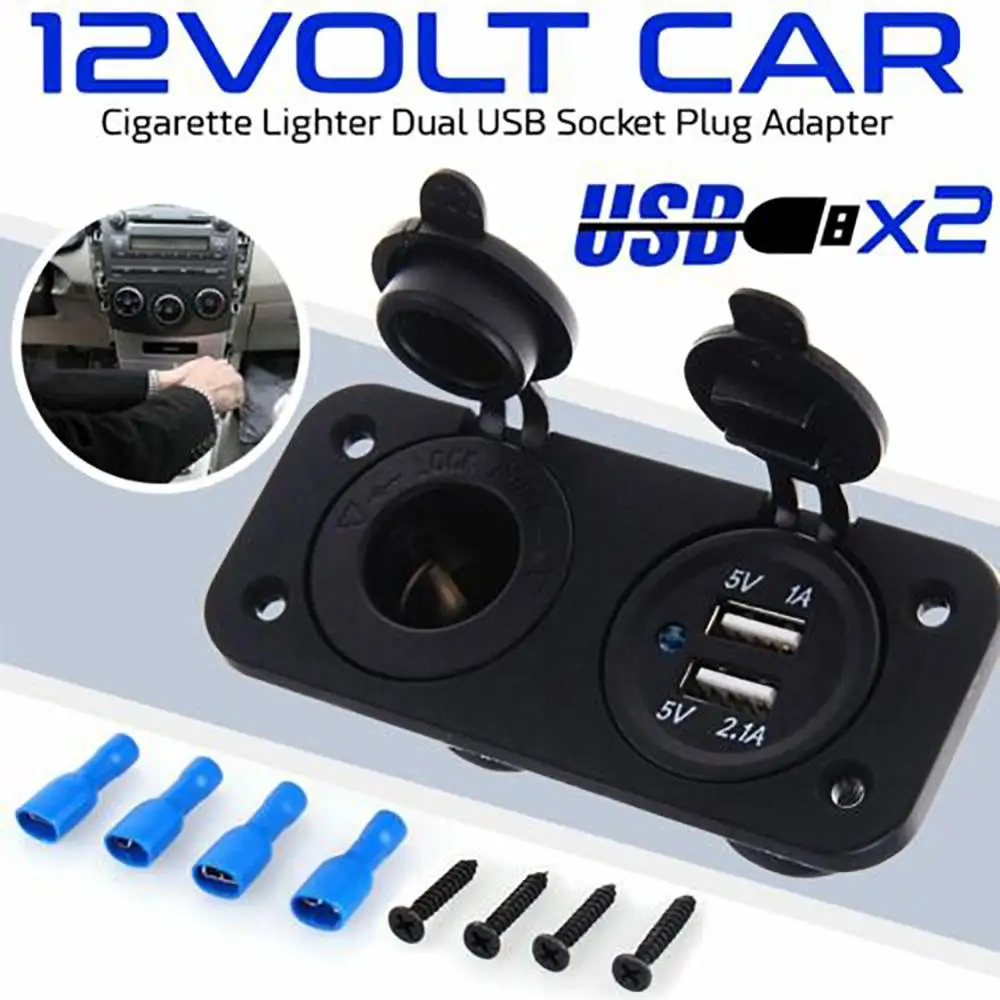 

12V USB Car Cigarette Lighter Socket Splitter Dual USB Power Adapter Charger Black For Peugeot Ford Camry