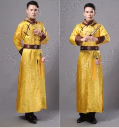 Вышивка династии Цин King император дракон халат Мужской Hanfu Костюмы древней китайской Королевский принц Костюм Косплэй одежда