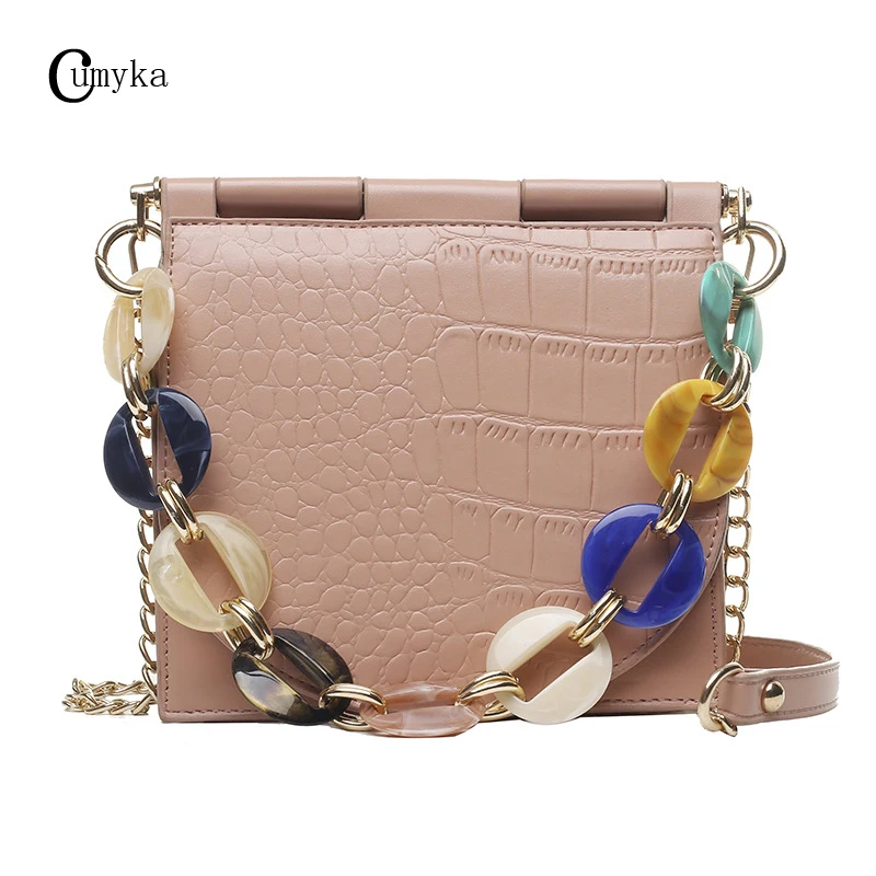 

CUMYKA Fashion PU Flap Shoulder Crossbody Bag Women 2019 Crocodile Pattern Chain Handbag New Mini Bags Alligator Vintage Lady