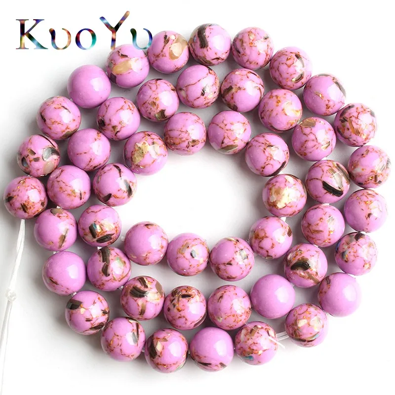 

Purple Turquoises Stone Synthesis Beads Round Loose Spacer Beads For Jewelry Making DIY Bracelets 15''Strand 4/6/8/10/12mm