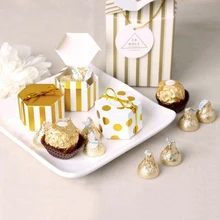 Mini 50pcs Lovely Gold Round Dot Candy Box Gold Striped Paper Boxes For Baby Shower DIY gift box Birthday Wedding Party Favor Mini 50pcs Lovely Gold Round Dot Candy Box Gold Striped Paper Boxes For Baby Shower DIY gift box Birthday Wedding Party Favor