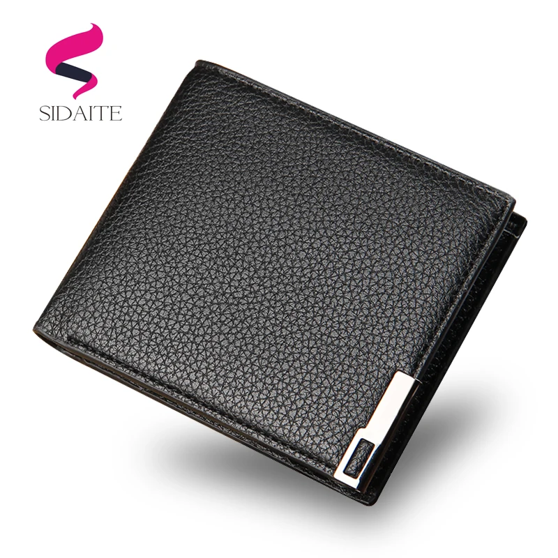 

2017 Korean litchi leather mens wallets fashion vertical short wallet for men business mini wallet and purse portefeuille homme