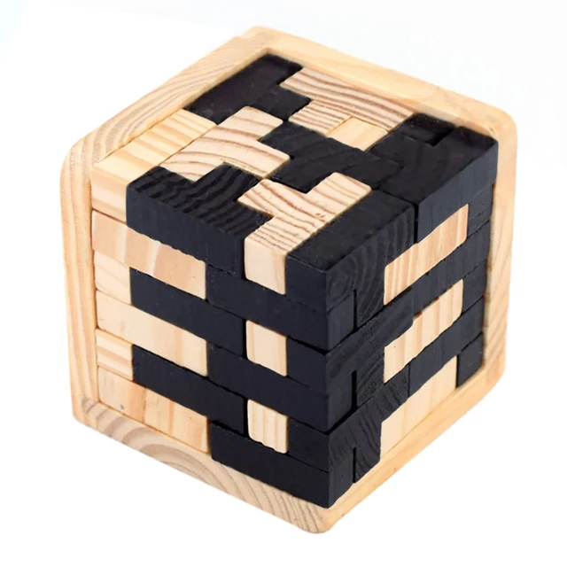 HOT SALE 3D Wooden Puzzles Brain Teaser 54 T shaped Blocks Geometric