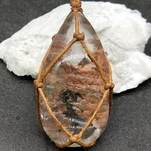 Colgante de cristal fantasma Natural, piedra fantasma curativa, collar Vintage Original de cuarzo, piedra de cristales, buena suerte, decoración del hogar