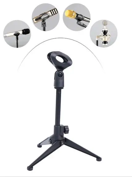 

Wholesale Adjustable height Mic Stand Portable desktop support Microphone triangle bracket