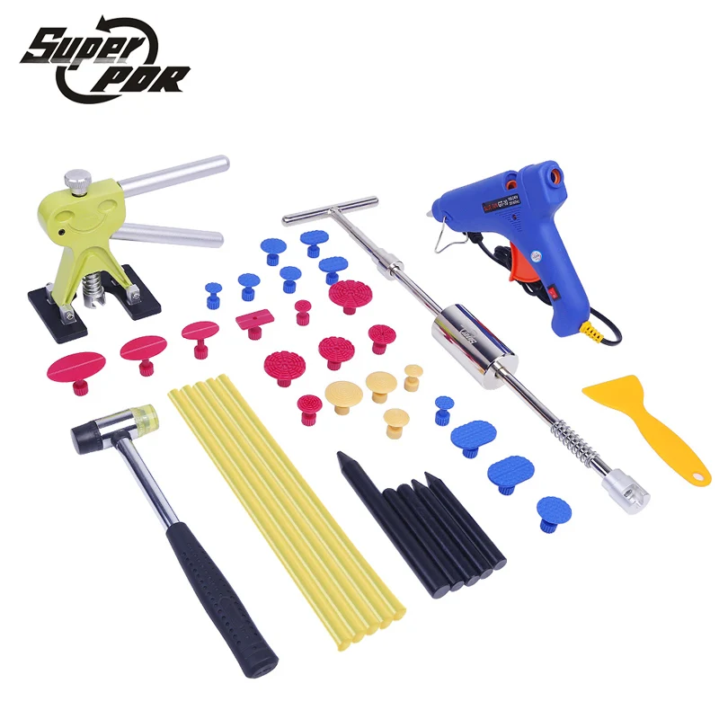 

Super PDR car body dent repair dent removal tool kit Paintless Hail Damage Repair Devices Sets Slide hammer glue puller glue gun