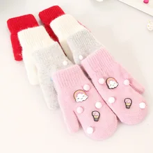 Модные детские зимние милые утепленные хлопковые перчатки для девочек милые мягкие удобные повседневные варежки в стиле пэчворк для студентов