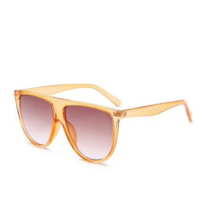 Большие женские солнцезащитные очки, фирменный дизайн, Ретро стиль, lunette soleil femme, большая оправа, плоский верх, солнцезащитные очки, винтажные очки - Цвет линз: Clear tea