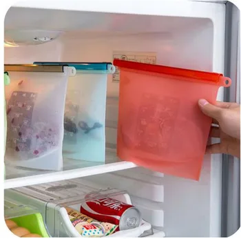 

Reusable Bag 2pcs/set Food Container Save Space Sealer Silicone Storage Fresh Bag Vacuum Microwave Cooking Bag