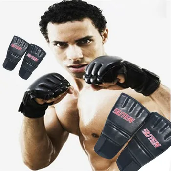 

Pu Leather MMA Muay Thai Training Punching Bag Mitts Sparring Boxing Gloves Gym BHD2