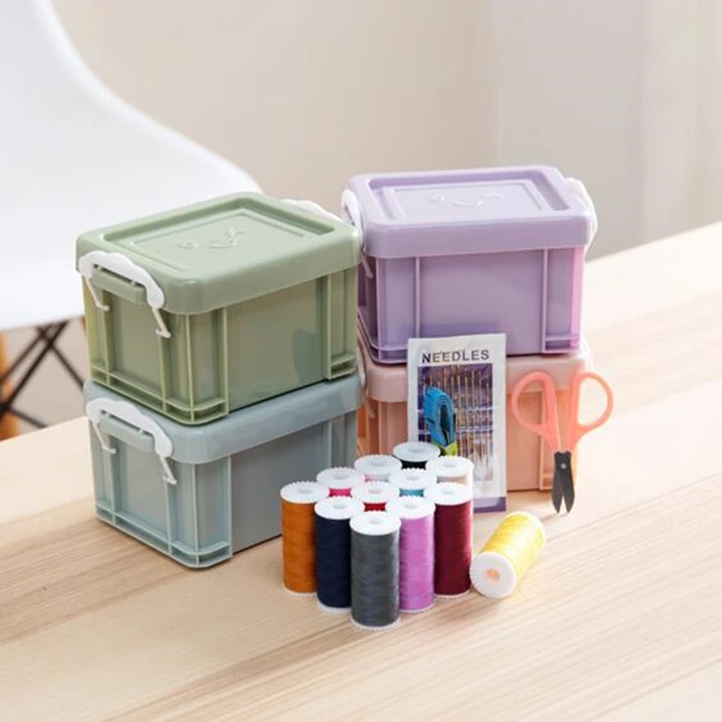 

15pcs/set Portable Double layer sewing kit with Thread Threader Needle Tape Measure scissors storage box sewing accessories