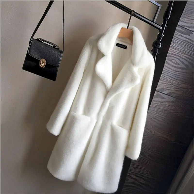 

2018 Mink Fur Long Coat Women Winter Autumn Elegant Loose Casual Faux Fur Coat Women'S Coats With Artificial Fur A4025