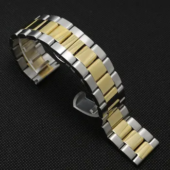 

Watch Strap 24mm Silver&Golden Color Stainless Steel Solid Band Polished GD014124