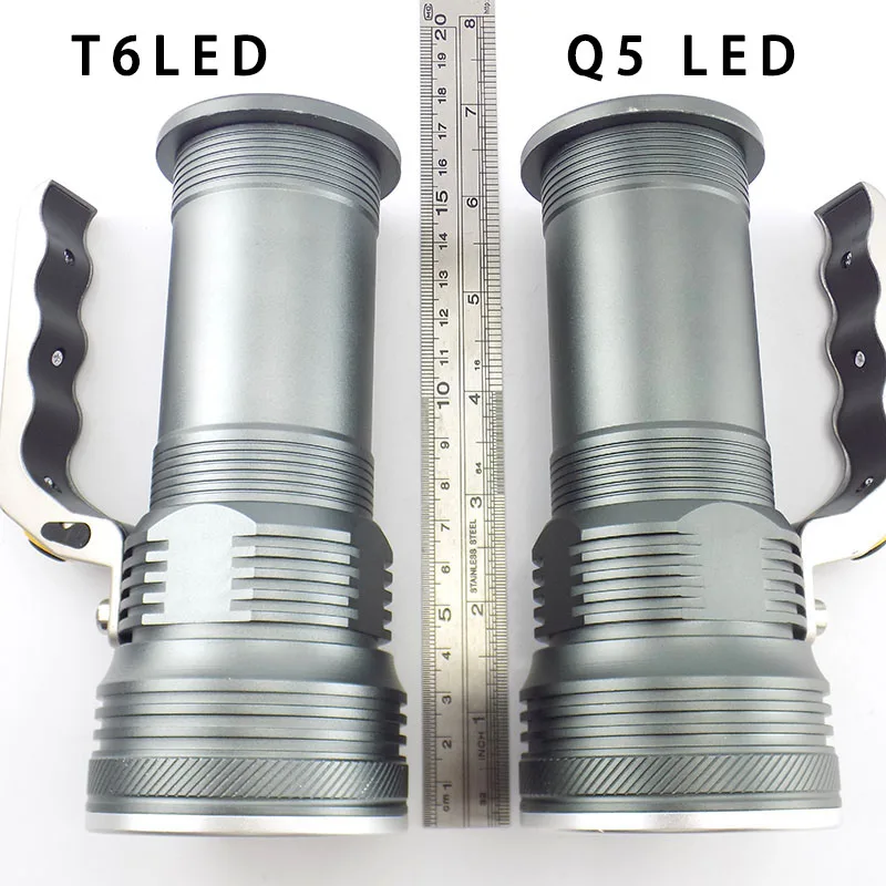 Мощный поисковый светодиодный светильник Q5 T6 с большим радиусом действия, перезаряжаемый светильник-вспышка, фонарь, ручной фонарь для охоты, аккумулятор 18650