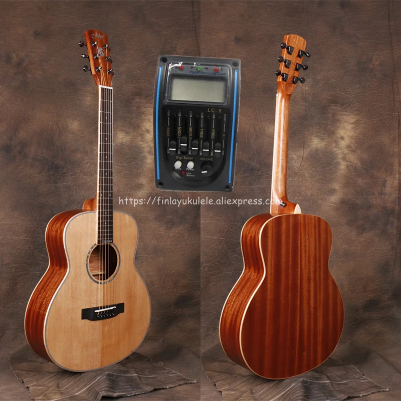 

38 inch gsmini Solid guitar With Solid Spruce top /Mahogany Body With Full size Body,Electric guitarras with pickup tuner