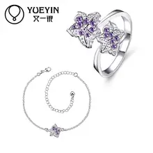 Индийские свадебные модные брендовые покрытые серебром, изысканные синие ожерелья CZ хрустальные модные комплекты украшений для женщин