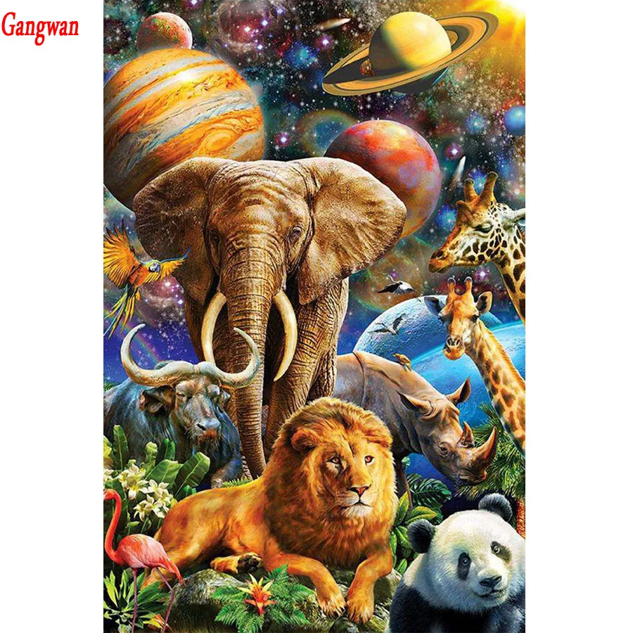 5D DIY Diamond Painting Elephant ,giraffe,rhinoceros,panda, Embroidery planet earth Full Diamond Cross Stitch Rhinestone Mosaic Home decor