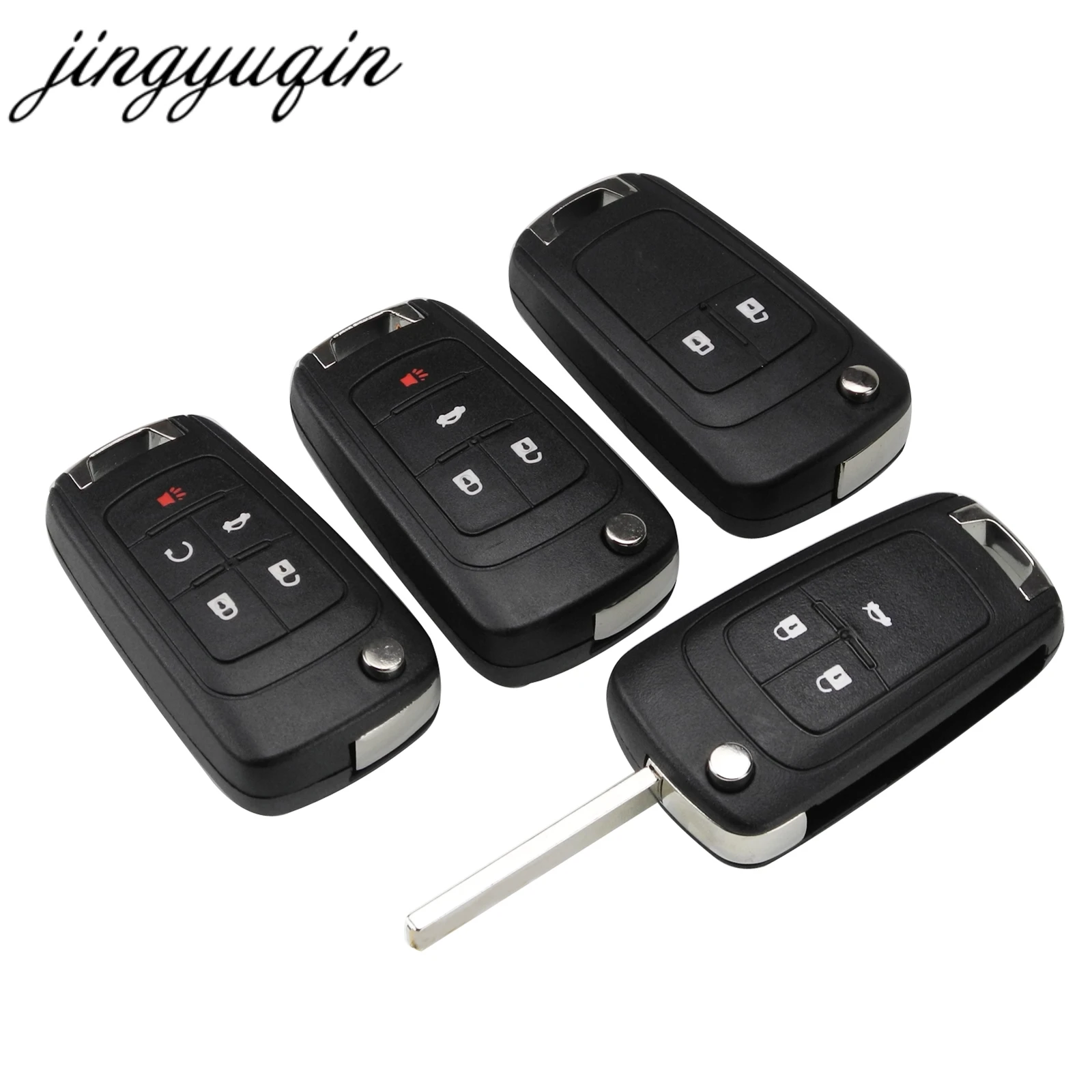 

jingyuqin 2/3/4/5 Buttons Replacement Remote Case Fob Cover Flip Folding Key Shell Blank For Chevrolet Lova Sail Aveo Cruze
