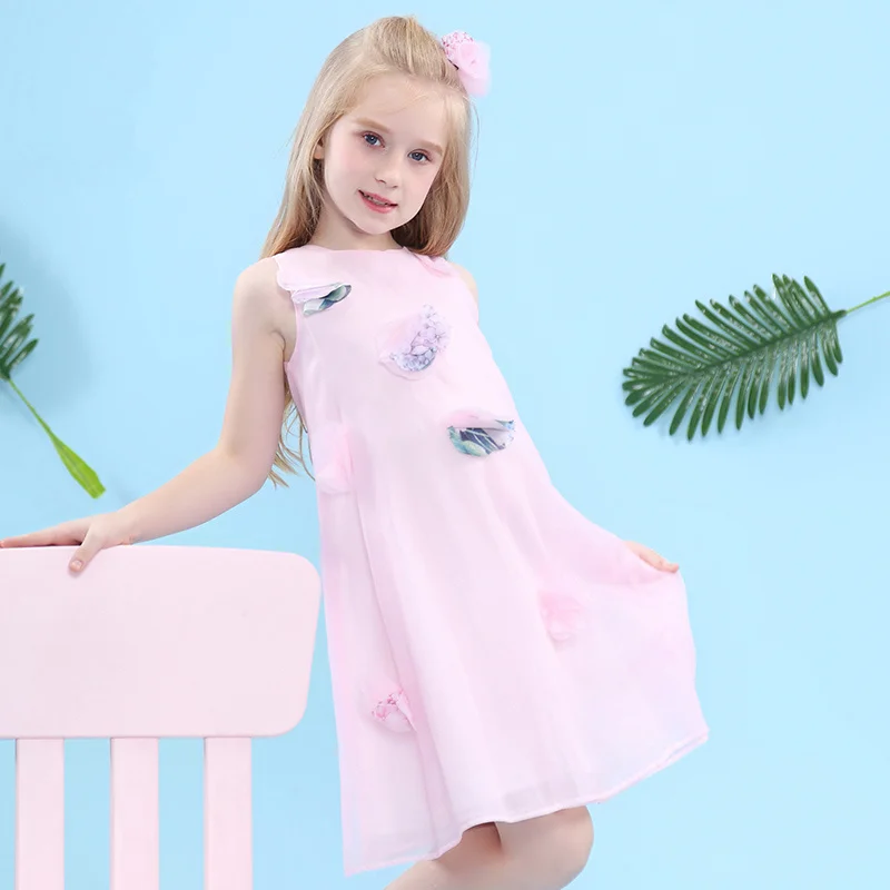 

WL.MONSOON Children's clothing 2018 summer New Dresses for girls Sleeveless chiffon Dress Western princess dress A-line dress
