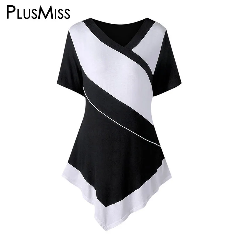 PlusMiss размера плюс 5XL 4XL белого и черного цветов в стиле пэчворк Повседневная