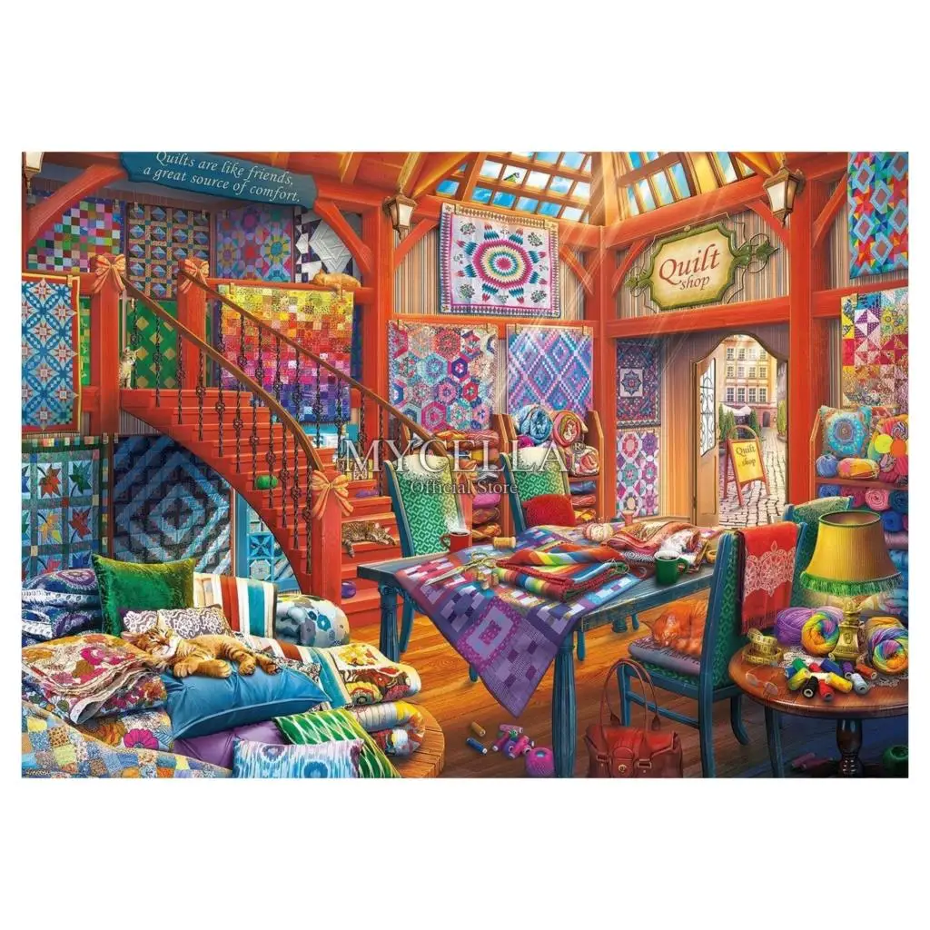 

Sewing 5D Diy Diamond Painting Quilt Shop Art Diamond Embroidery Full Needlework Rhinestone Mosaic Wall Stickers Decor Gift