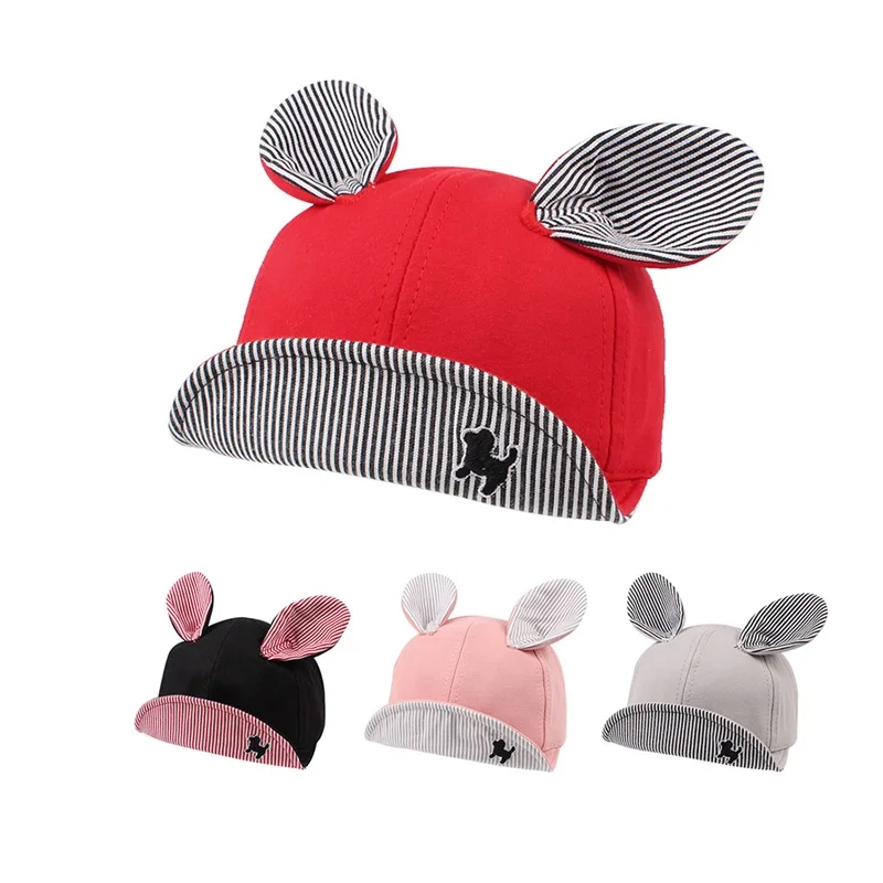 Fashion Cotton Baby Caps Striped Rabbit Ears Boys Hat Summer Sun Cap