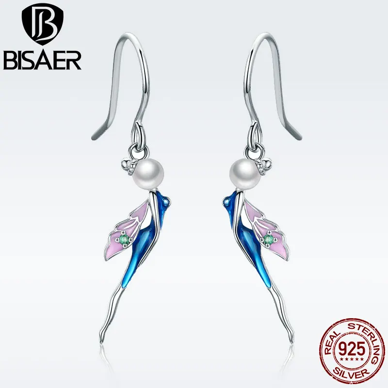 Стерлингового серебра 925 Сказка история лес Фея серьги гвоздики для женщин Brincos Свадебные обручальные ювелирные изделия Bijoux ECE378