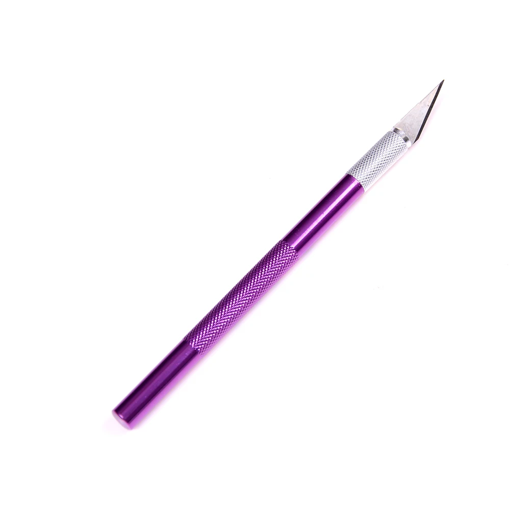 1 шт. художественный нож с крышкой нескользящий металлический нож для скальпеля набор инструментов Резак гравировальные ремесленные ножи Ручка резак PCB ремонт DIY инструмент - Цвет: purple