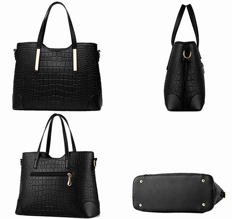 Luxury Crocodile Big Composite Women Handbag Famous Brand Design Bucket Tote Solid Fashion Shoulder Bag Elegant Lady DXF02