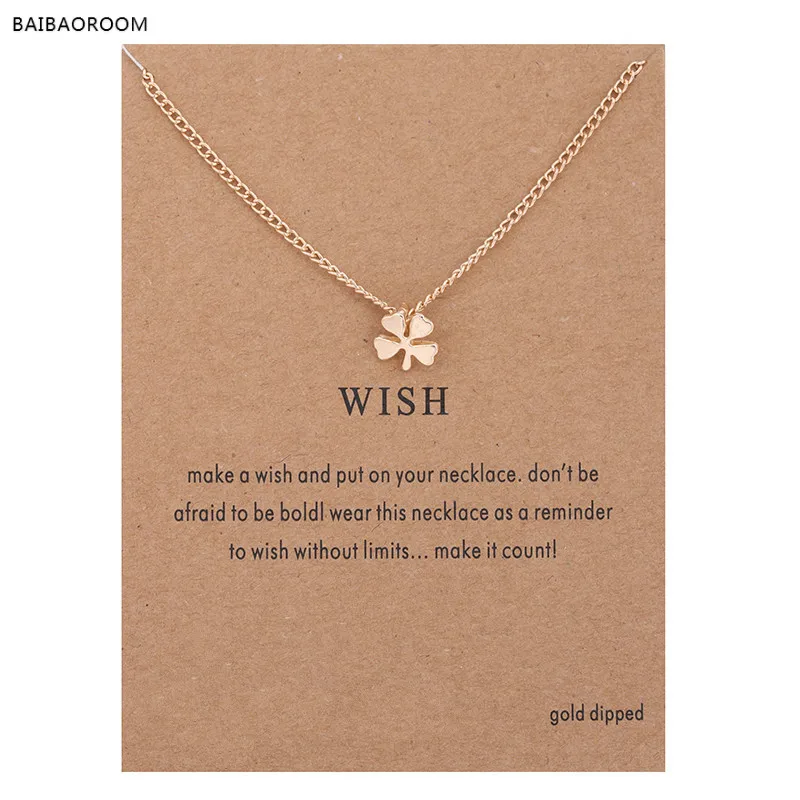 Hot Sale Sparkling Wish Circle Pendant necklace gold plated Clavicle Chains Statement Necklace Women Jewelry(Has card)