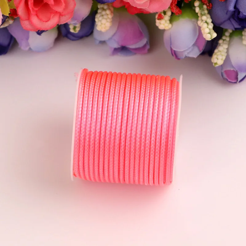 DIY Wax Line Round Teabag Waxed Cotton Hand Made 2mm Necklace Rope Hand Knitting Cord 1 Roll String Beading Thread - Цвет: fluorescence pink