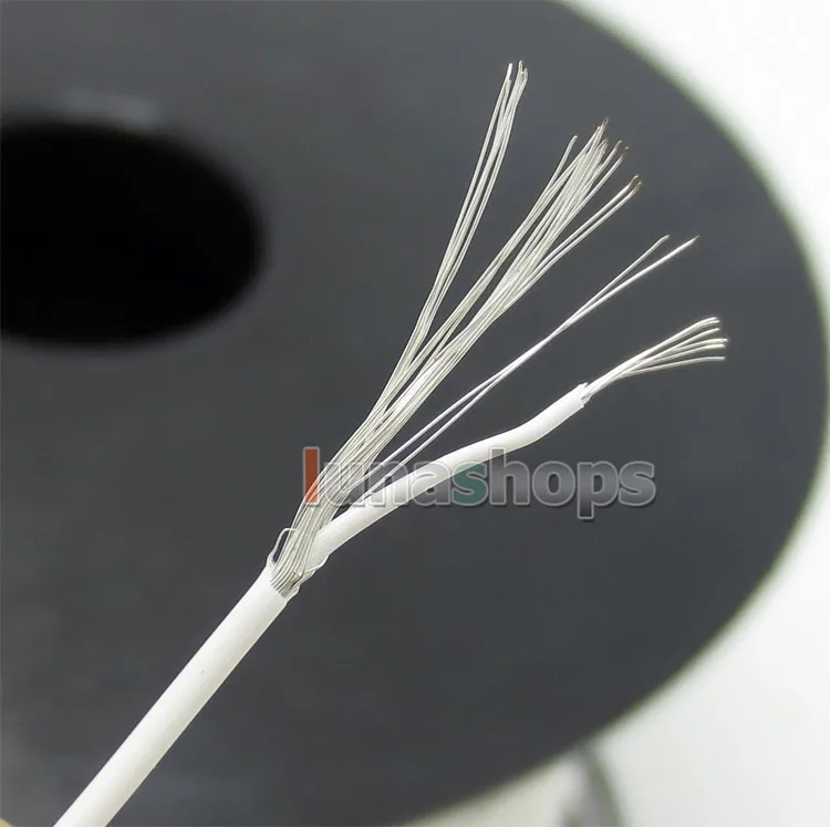 White 100m 32AWG Acrolink Silver Plated With Shielding Layer Signal   Wire Cable 7/0.08mm2 Dia:0.9mm For DIY 