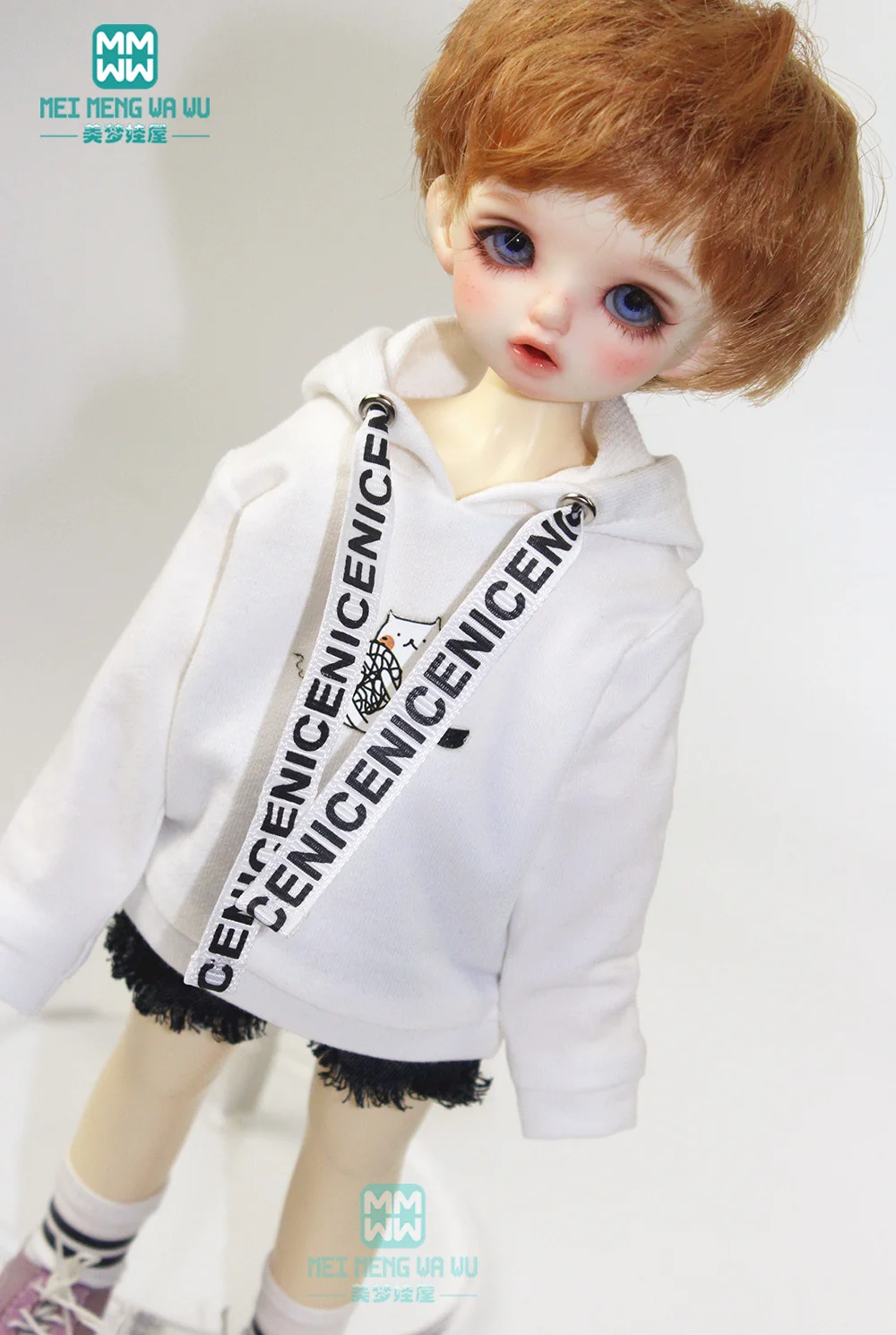 28cm-30cm 1/6 BJD YOSD doll clothes fashion Sports Hoodie White, Khaki, Pink, Blue