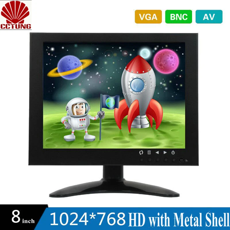 

8 Inch HD CCTV TFT-LED Monitor with Metal Shell and VGA AV BNC Connector for PC Multimedia Screen Display and Microscope Apply