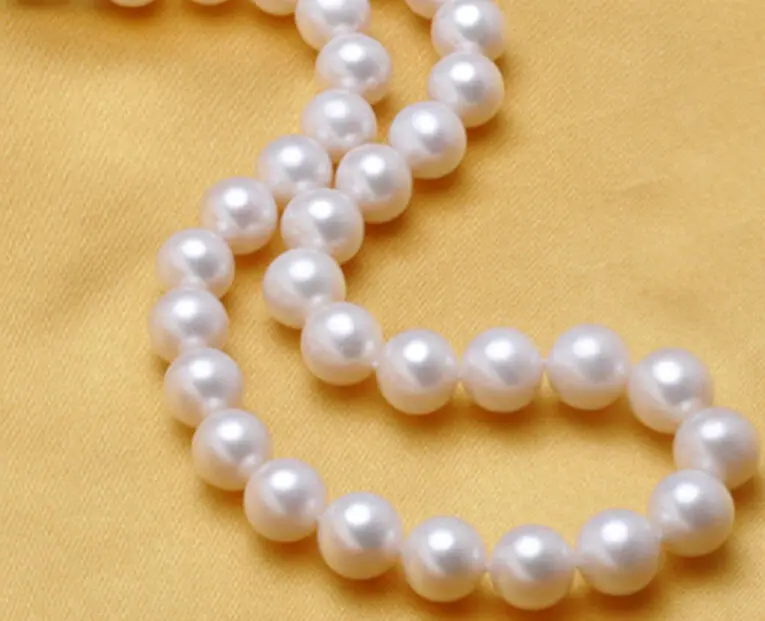 

Free shipping hot sale Women Bridal Wedding Jewelry >>charming 10-11mm south sea natural white pearl necklace 17" yellow Clasp
