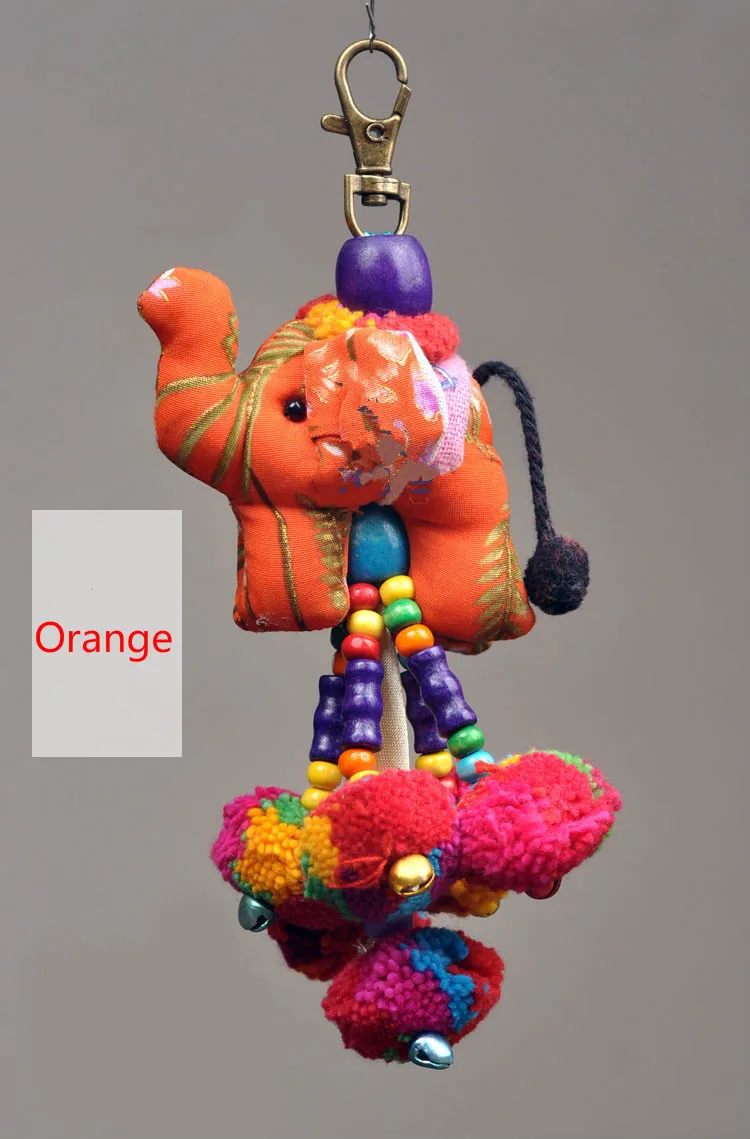 Тайский цветок ткань слон украшения стены автомобиля брелок сумка висячий Счастливый Слон дать прекрасный подарок Творческие сувениры - Цвет: orange