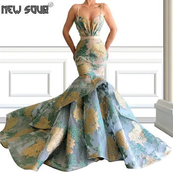 

V Neck Dubai Design Formal Party Gown New Couture Lace Evening Dresses Kaftan Turkish Middle East Prom Dress Robe De Soiree 2019