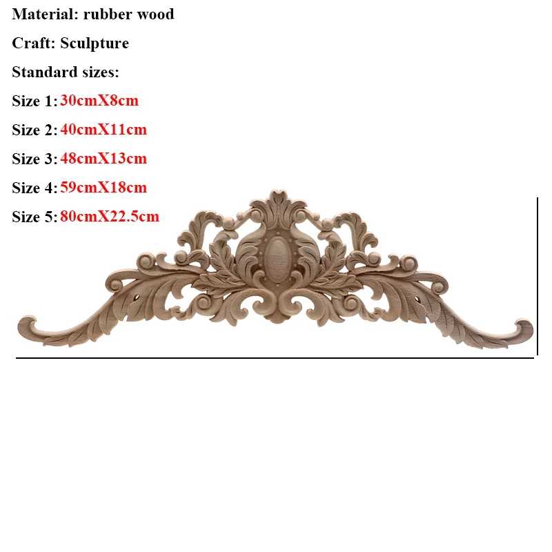 VZLX Wood Carved Decal Corner Frame Doors Furniture Woodcarving Decorative Wooden Figurines Craft Long Applique Decoration