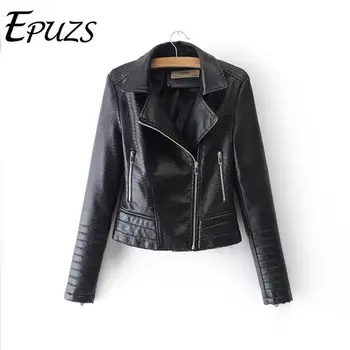 

Zipper PU leather jacket women punk Motorcycle coat faux leather coats autumn winter biker outerwear female streetwear