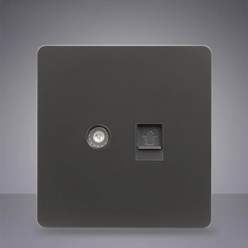 

2pcs Home Improvement Personality Socket MK Gray Flat TV Computer Network Cable Pop Outlet Wall Electric Socket
