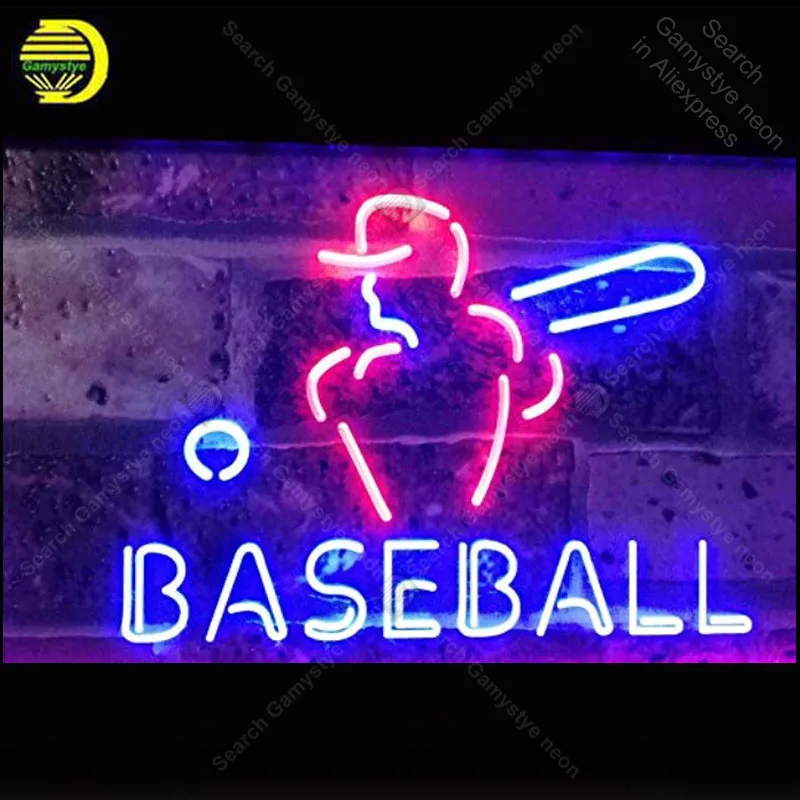 Неоновая вывеска для бейсбола спортивный человек Настоящая стеклянная трубка Неоновая лампа вывеска украшение Ресторан ручной работы