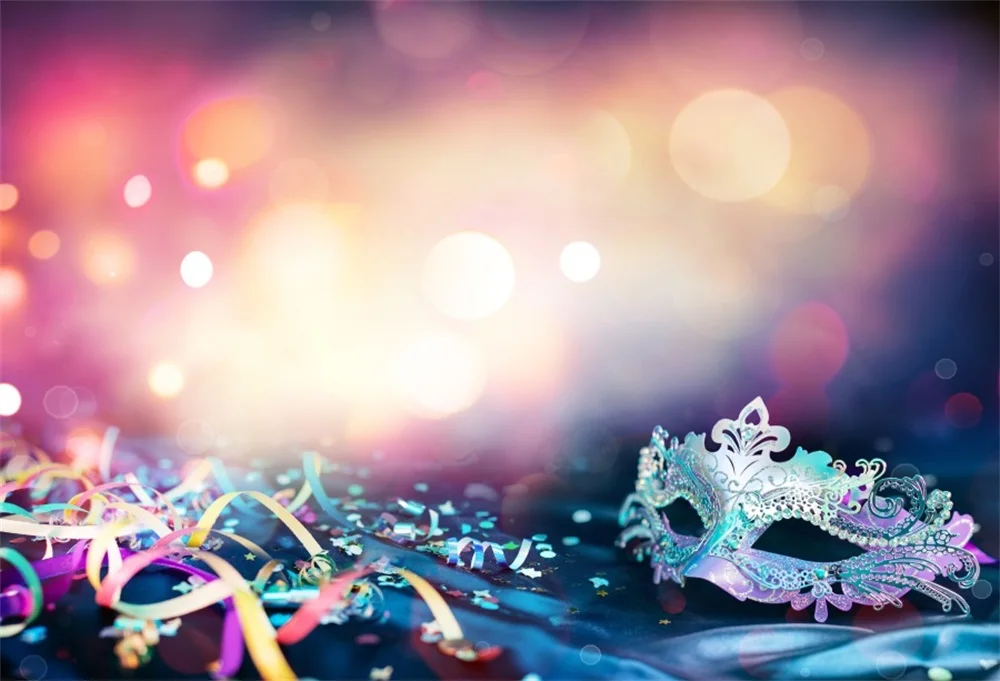 

Laeacco Masquerade Ball Mask Glitter Light Bokeh Portrait Photography Backgrounds Custom Photographic Backdrops For Photo Studio