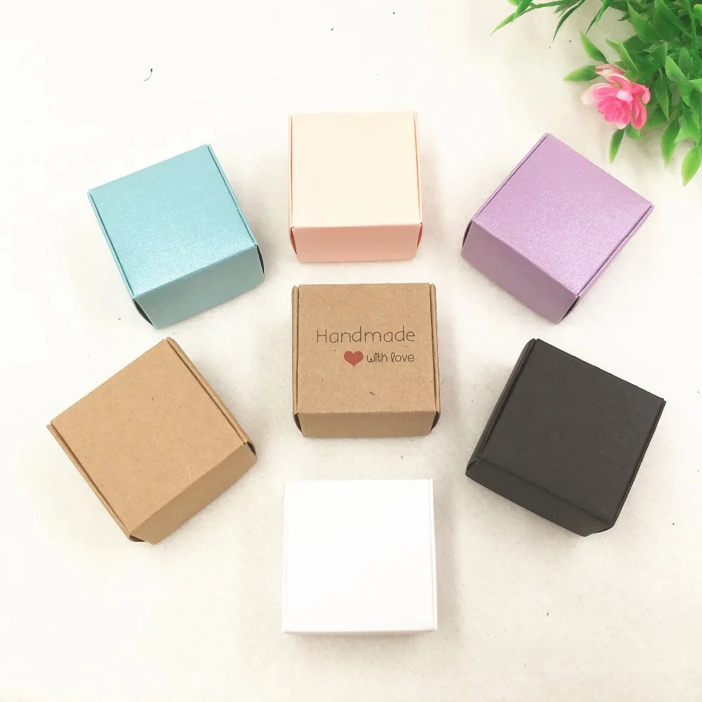 30pcs/lot Two sizes Small Colorful Paper Box Kraft Cardboard